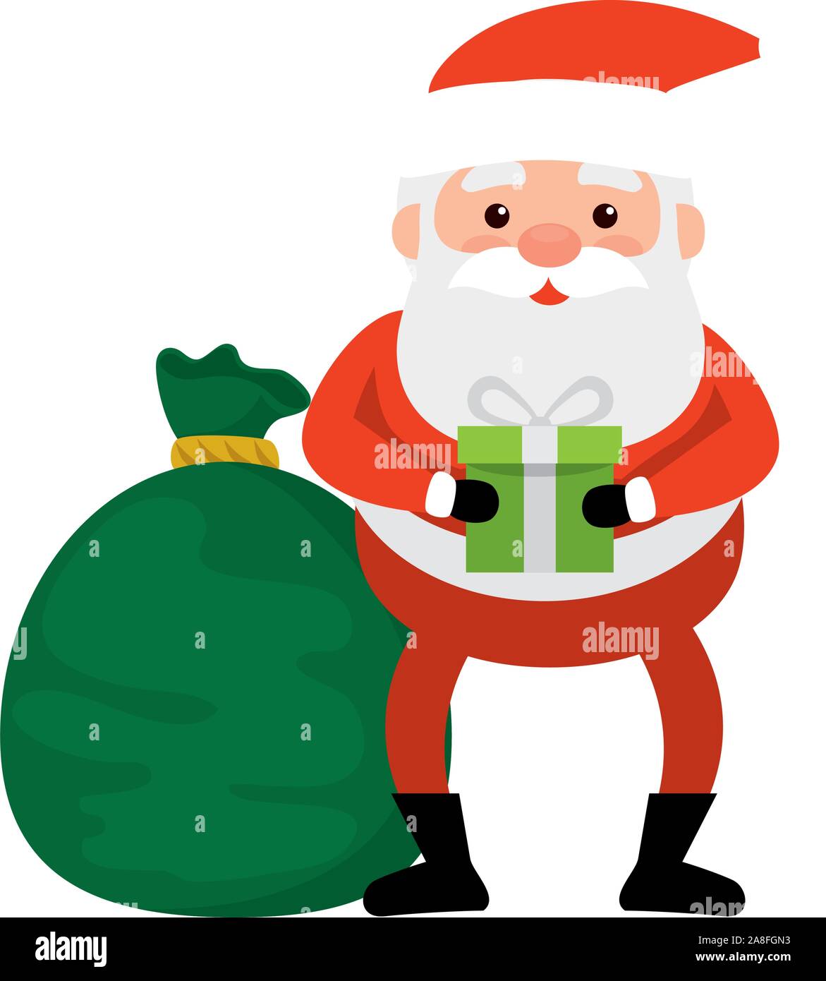 santa claus with bag and gift box presents Stock Vector Image & Art - Alamy