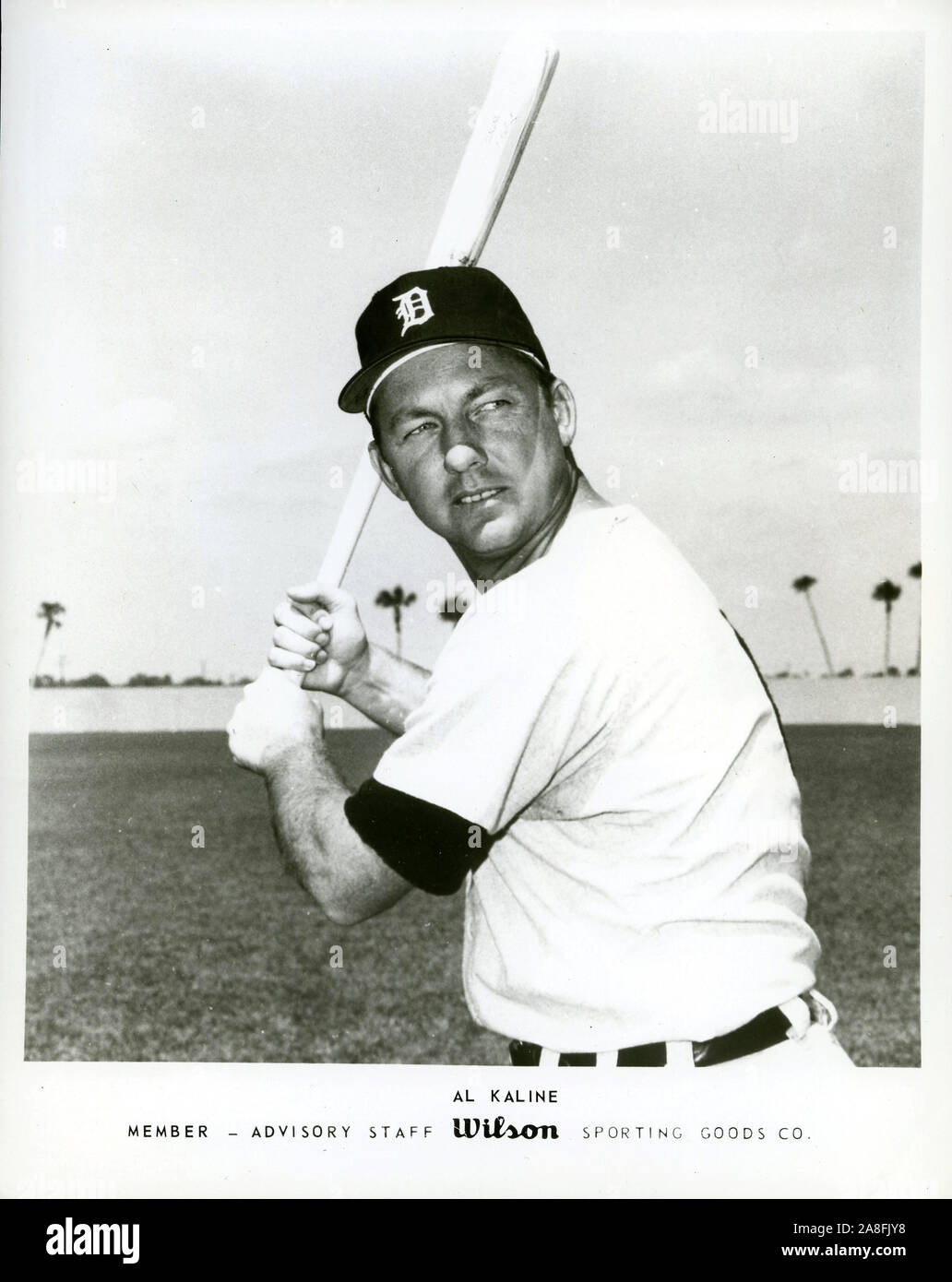 Vintage black and white photo of Al Kaline with the Detroit Tigers circa 1960s. Stock Photo