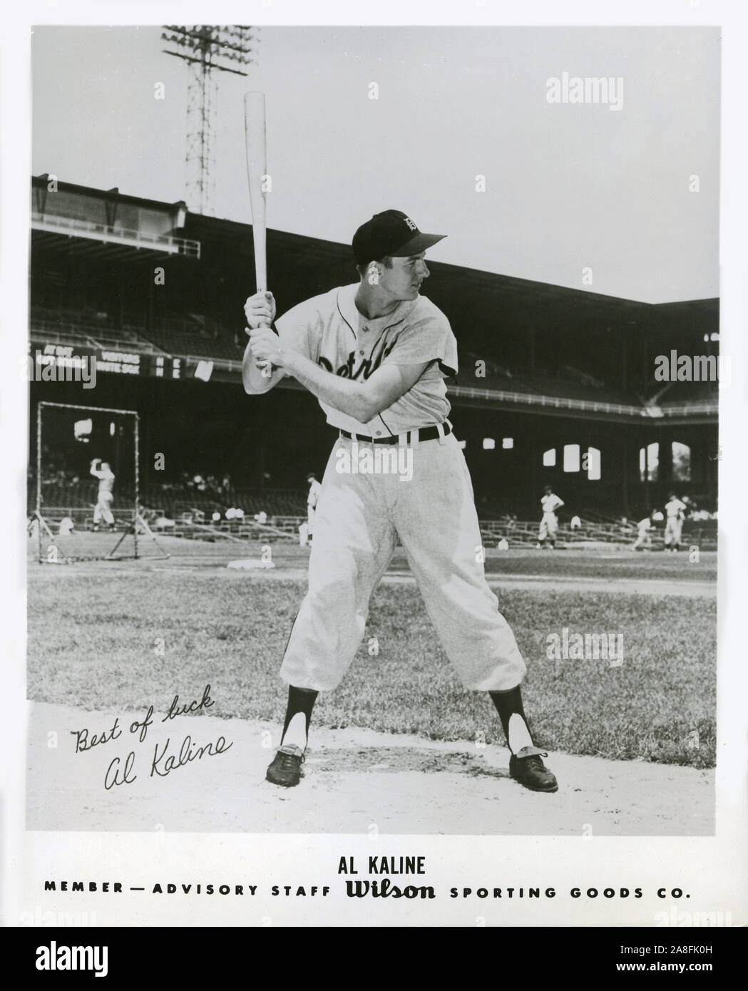 Vintage black and white photo of Al Kaline with the Detroit Tigers circa 1960s. Stock Photo