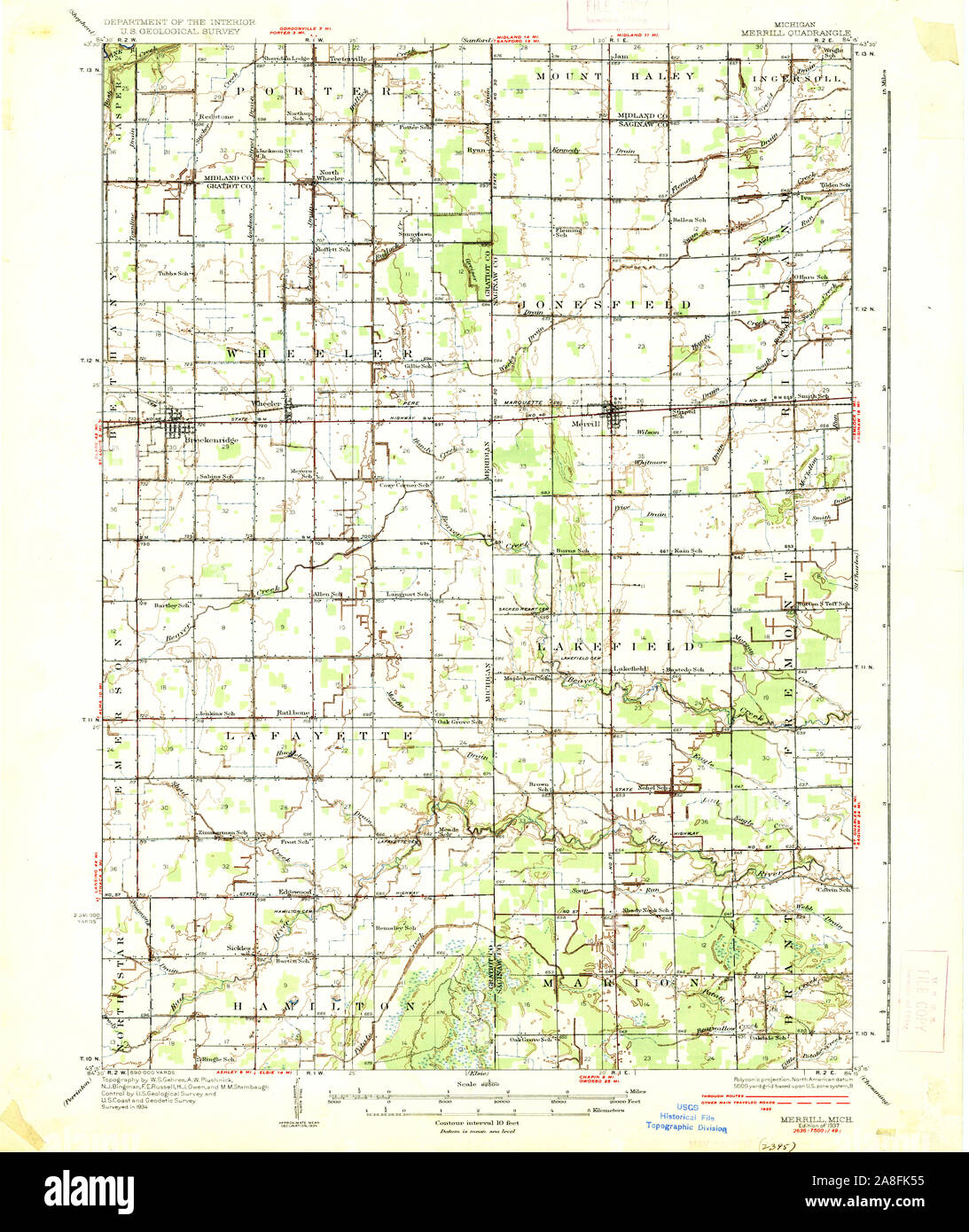 Merrill michigan map hires stock photography and images Alamy