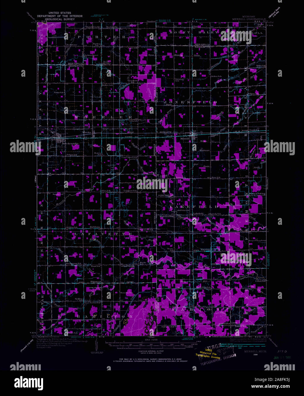 Merrill michigan map hires stock photography and images Alamy