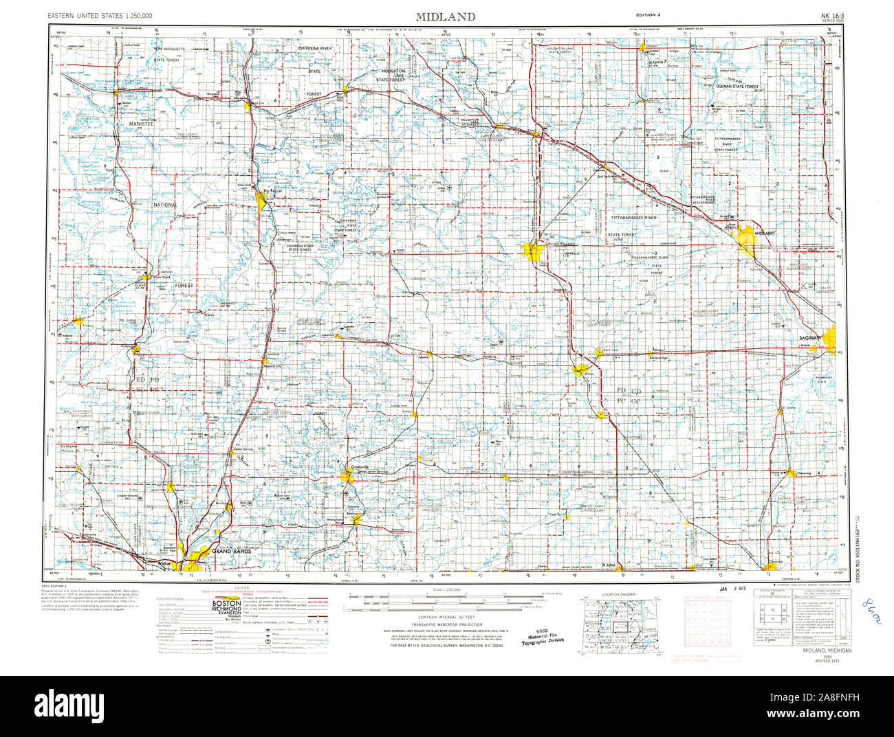 Map of midland hi-res stock photography and images - Alamy