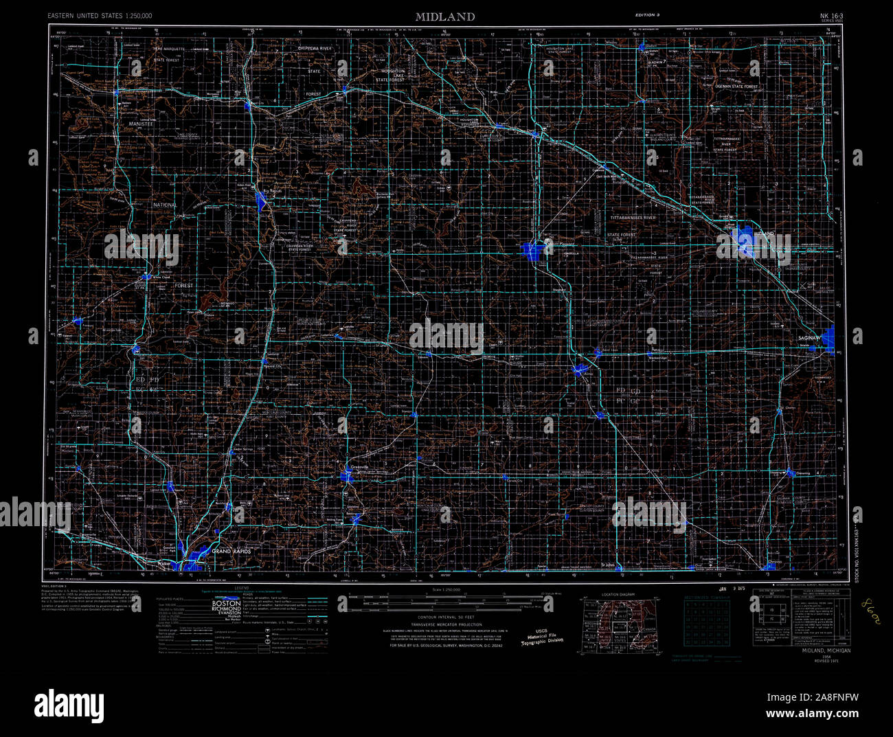 Map of midland hi-res stock photography and images - Alamy