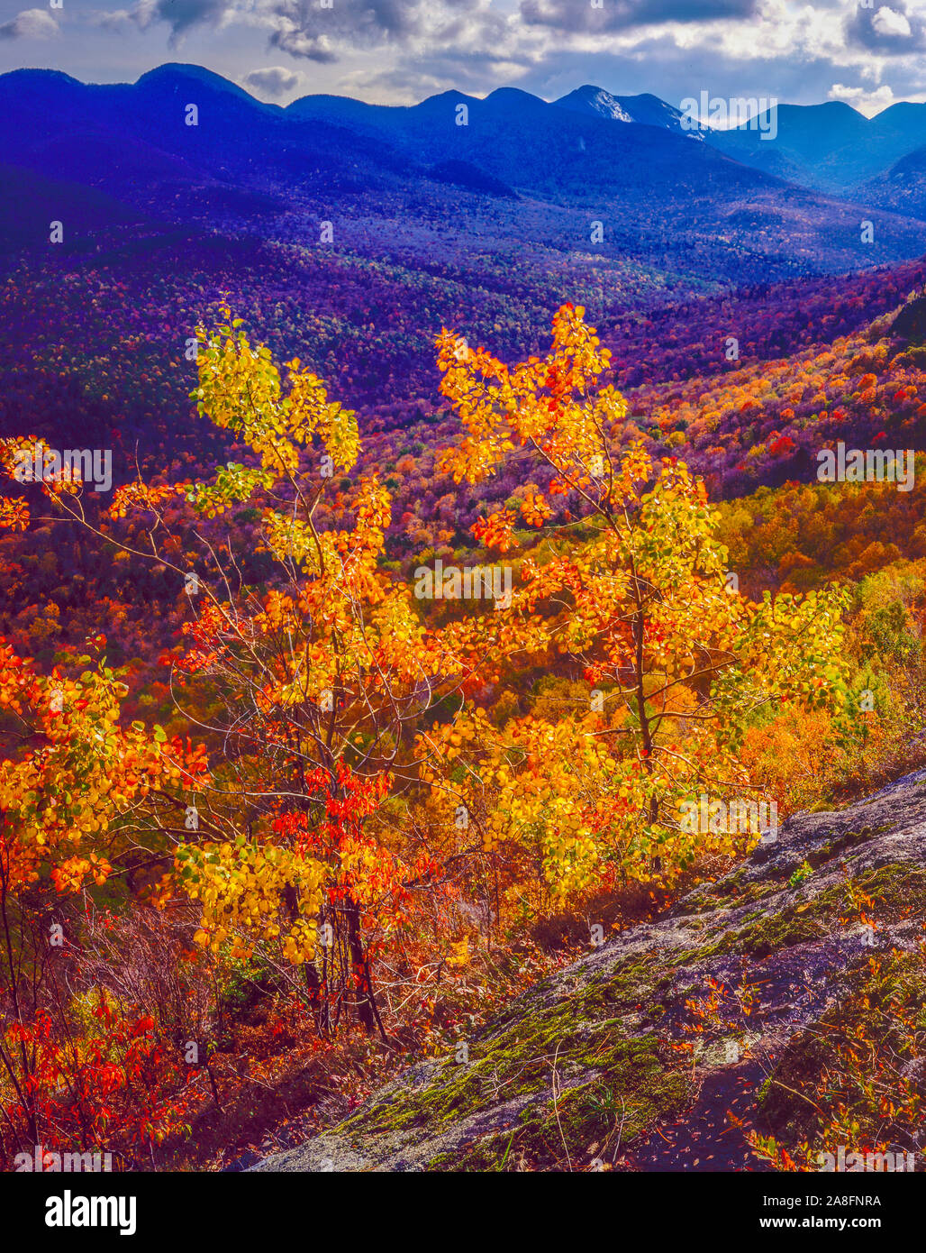 HIgh Peaks and fall color, Adirondack Mountain Park, New York Stock Photo