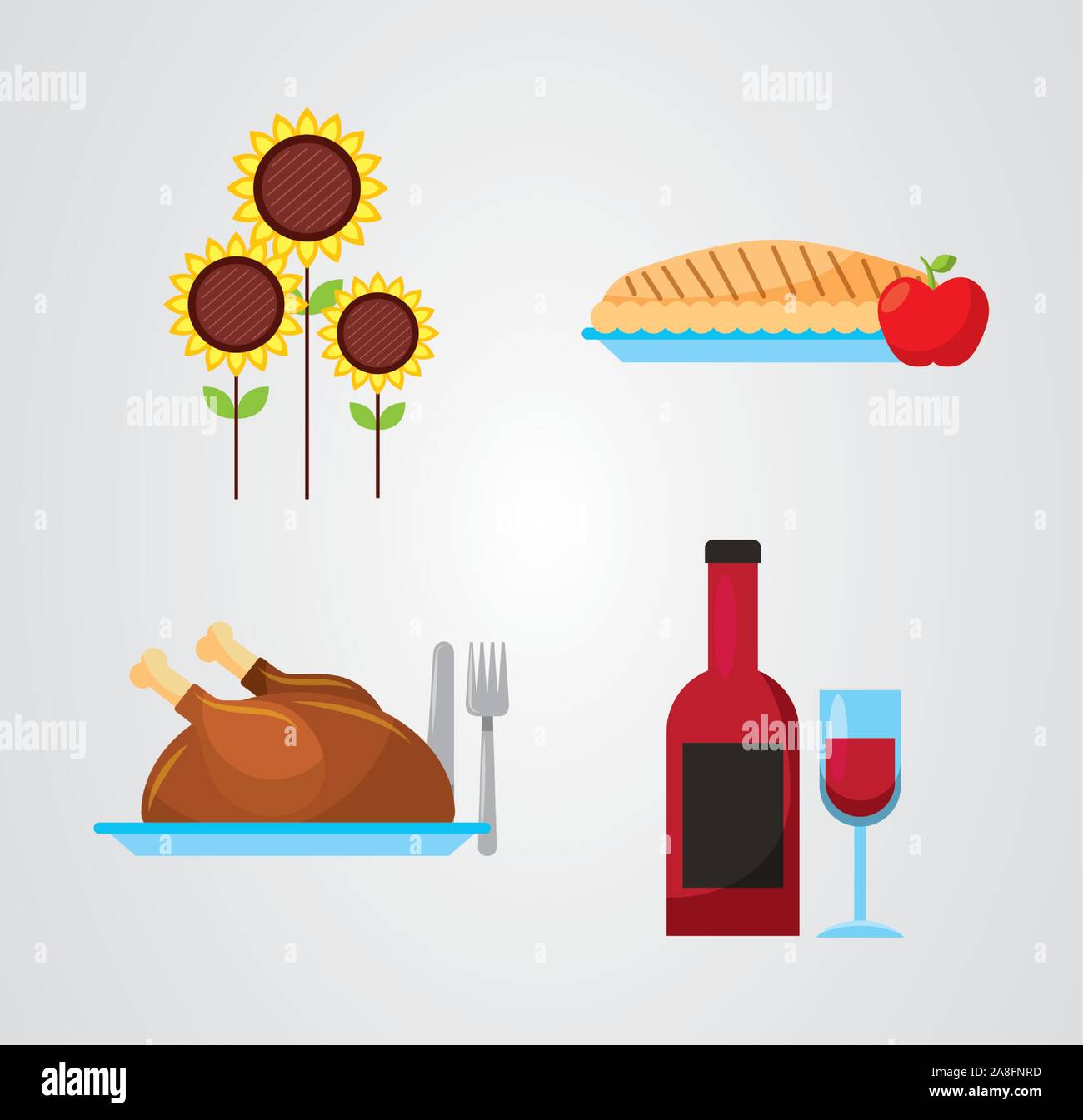 Happy thanksgiving day icon set vector design Stock Vector Image & Art ...