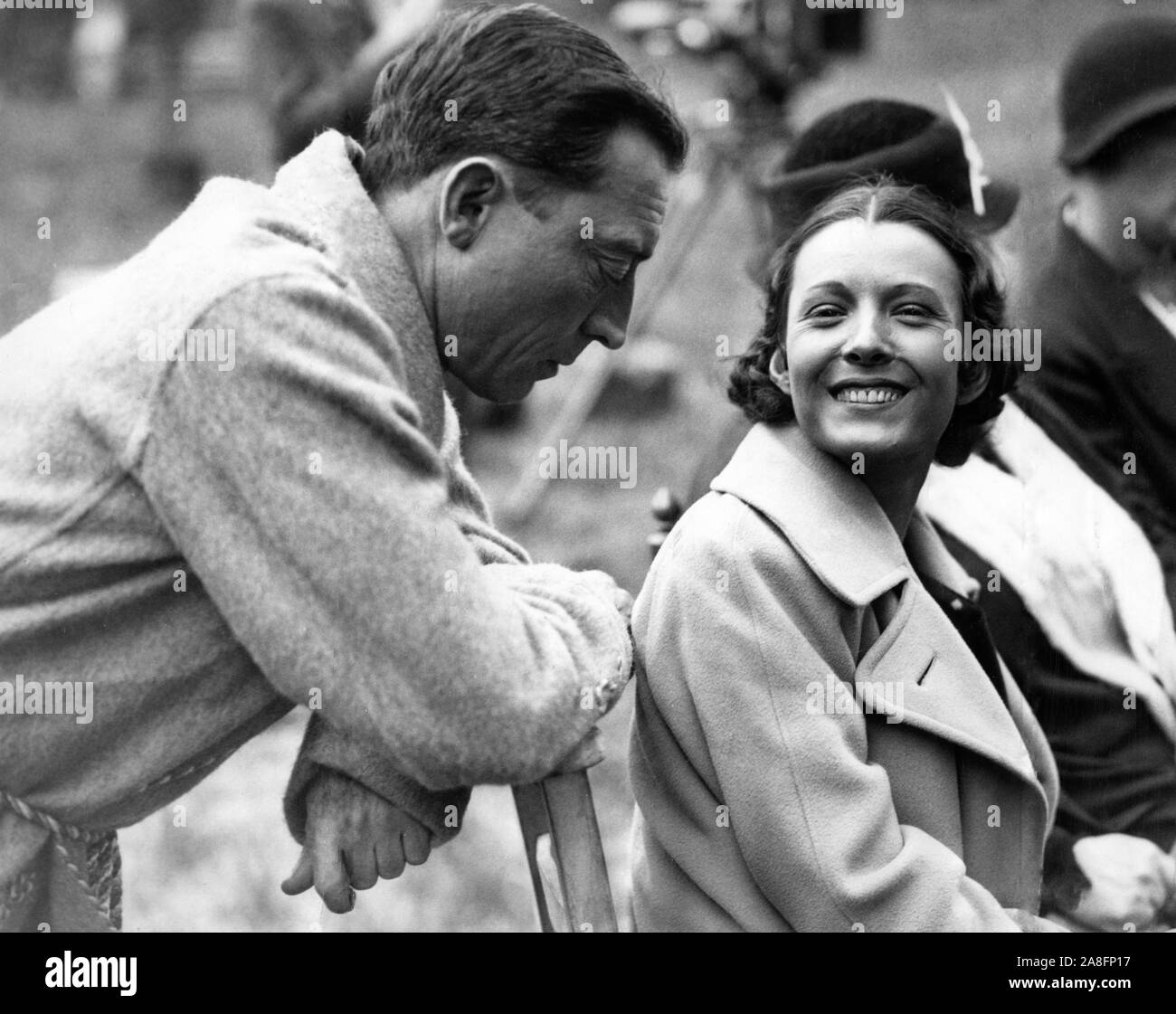 Buster Keaton And Lupita Tovar On Set Candid Filming At Worton Hall Studios Isleworth The Invader Aka An Old Spanish Custom 1935 Director Adrian Brunel Producers Harold Richman And Sam Spiegel British