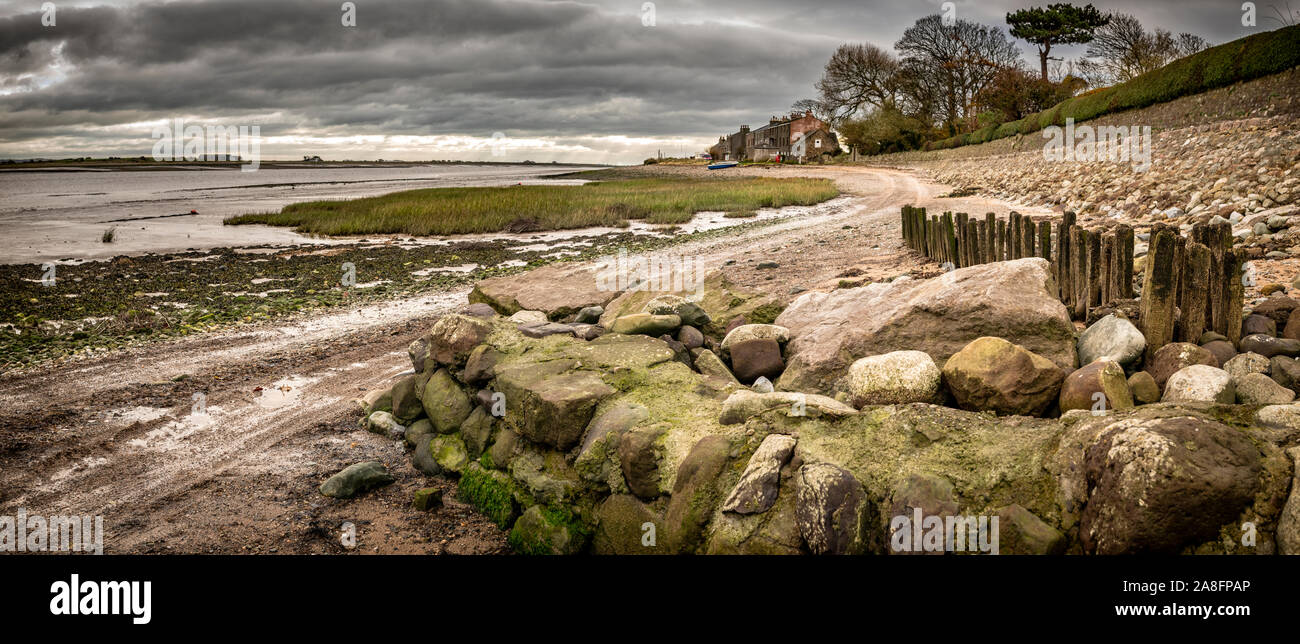 Sunderland Point on the Lune Estuary near Lancaster is one of those odd places that you sometimes stumble upon.  I spotted it on a map a few years ago Stock Photo