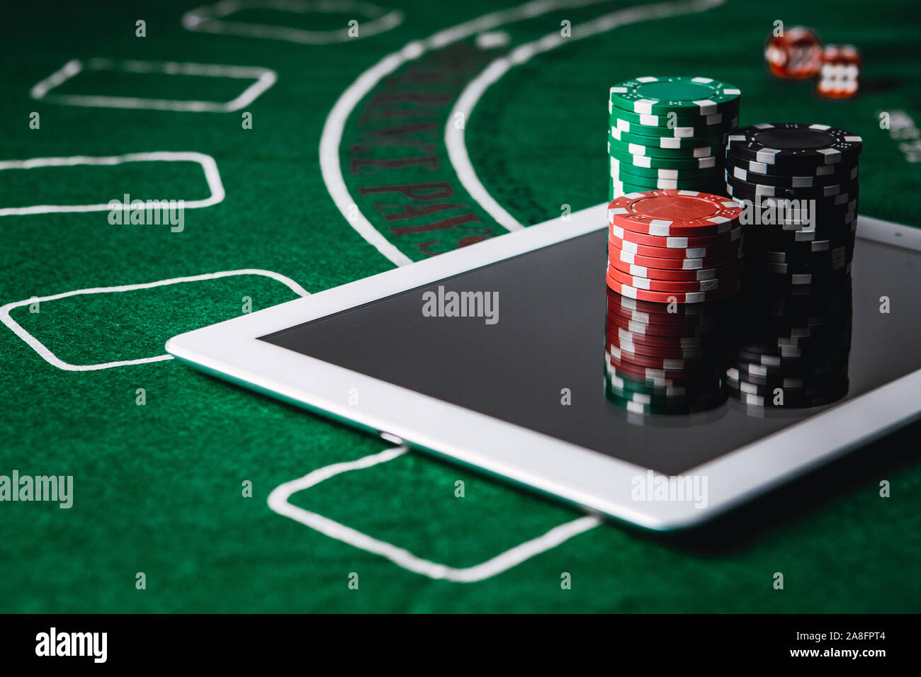 Casino online concept. Betting and gambling online idea. Play poker on internet Stock Photo