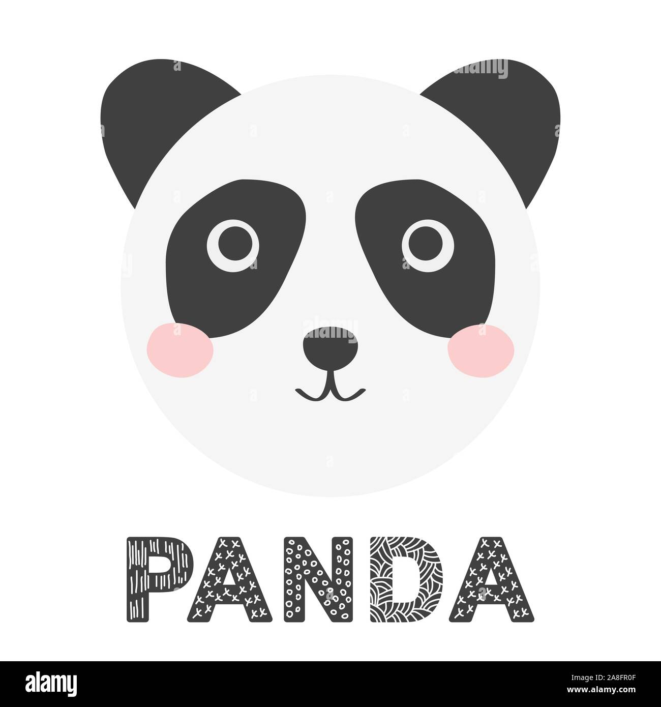 Panda bear portrait, kids art, wild arctic animal. Decor elements, sticker,  poster, card, postcard. Isolated. Scandinavian Design Stock Vector Image &  Art - Alamy