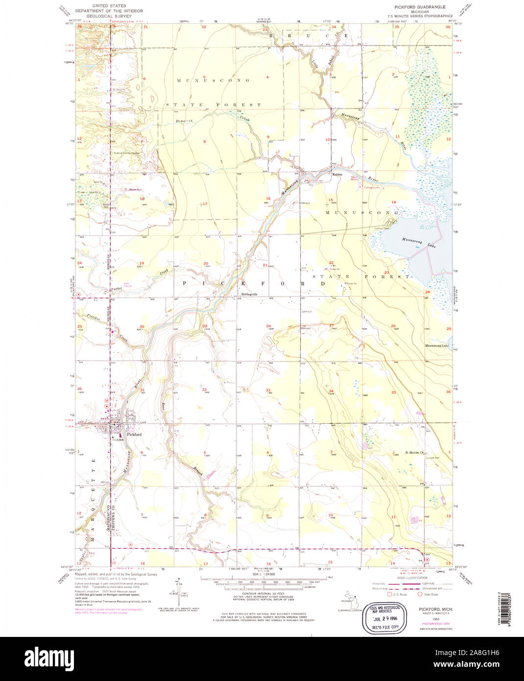 Pickford michigan map hires stock photography and images Alamy