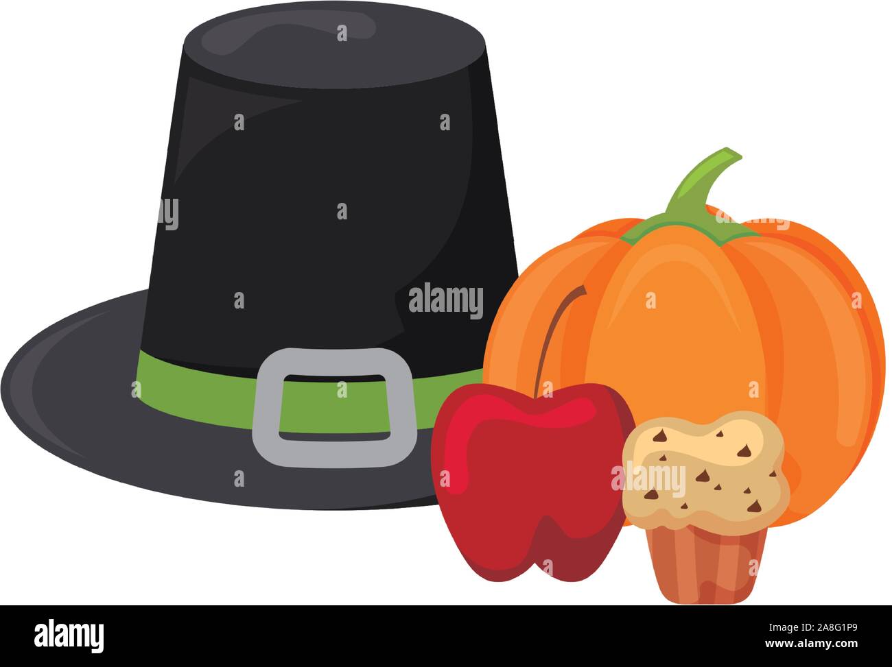 set of icons thanksgiving on white background vector illustration ...