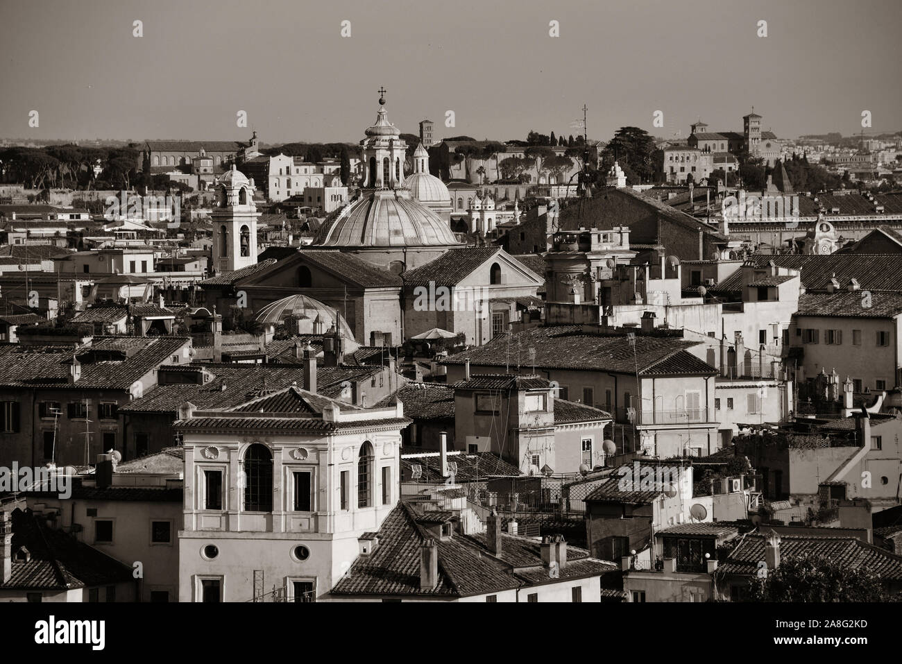 Rome rooftop view with ancient architecture in Italy Stock Photo - Alamy