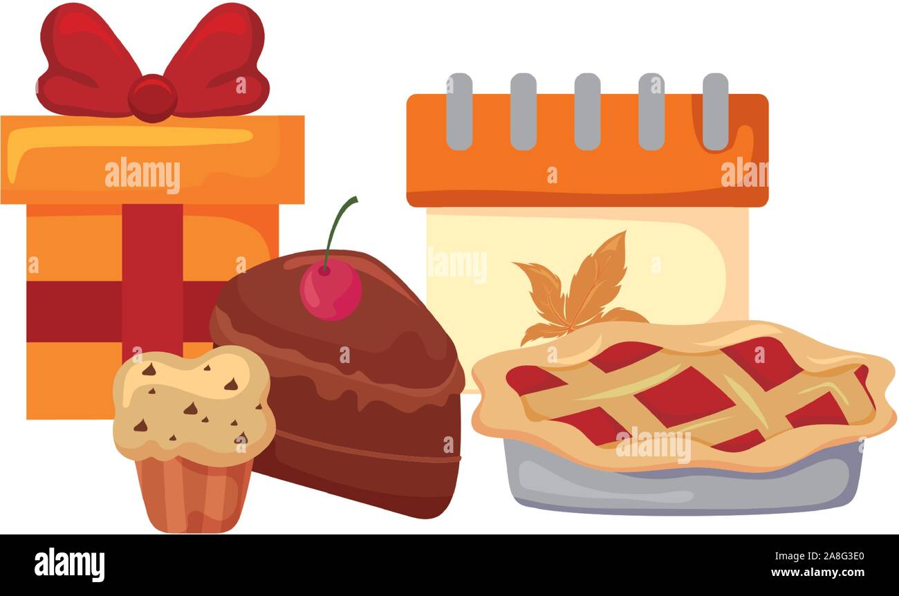 set of icons thanksgiving on white background vector illustration ...