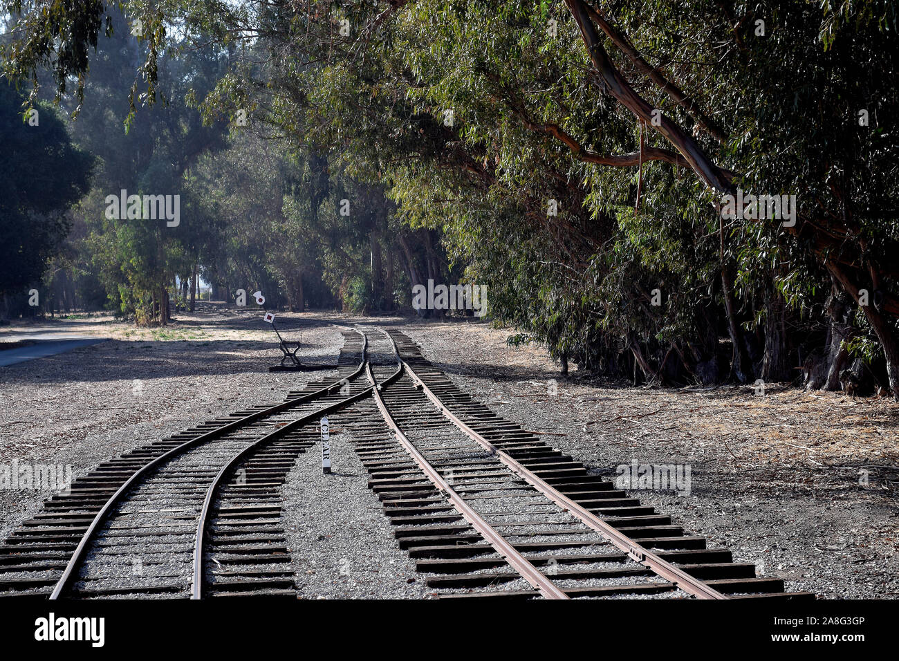 Ardenwood railroad tracks  at the Ardenwood Historic Farm, Fremont, California Stock Photo