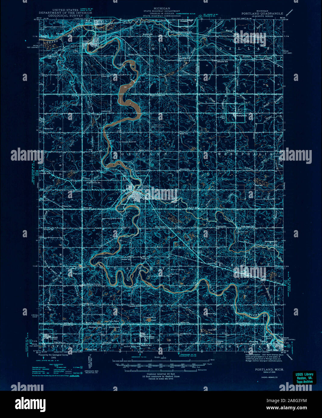 Map of portland michigan hires stock photography and images Alamy