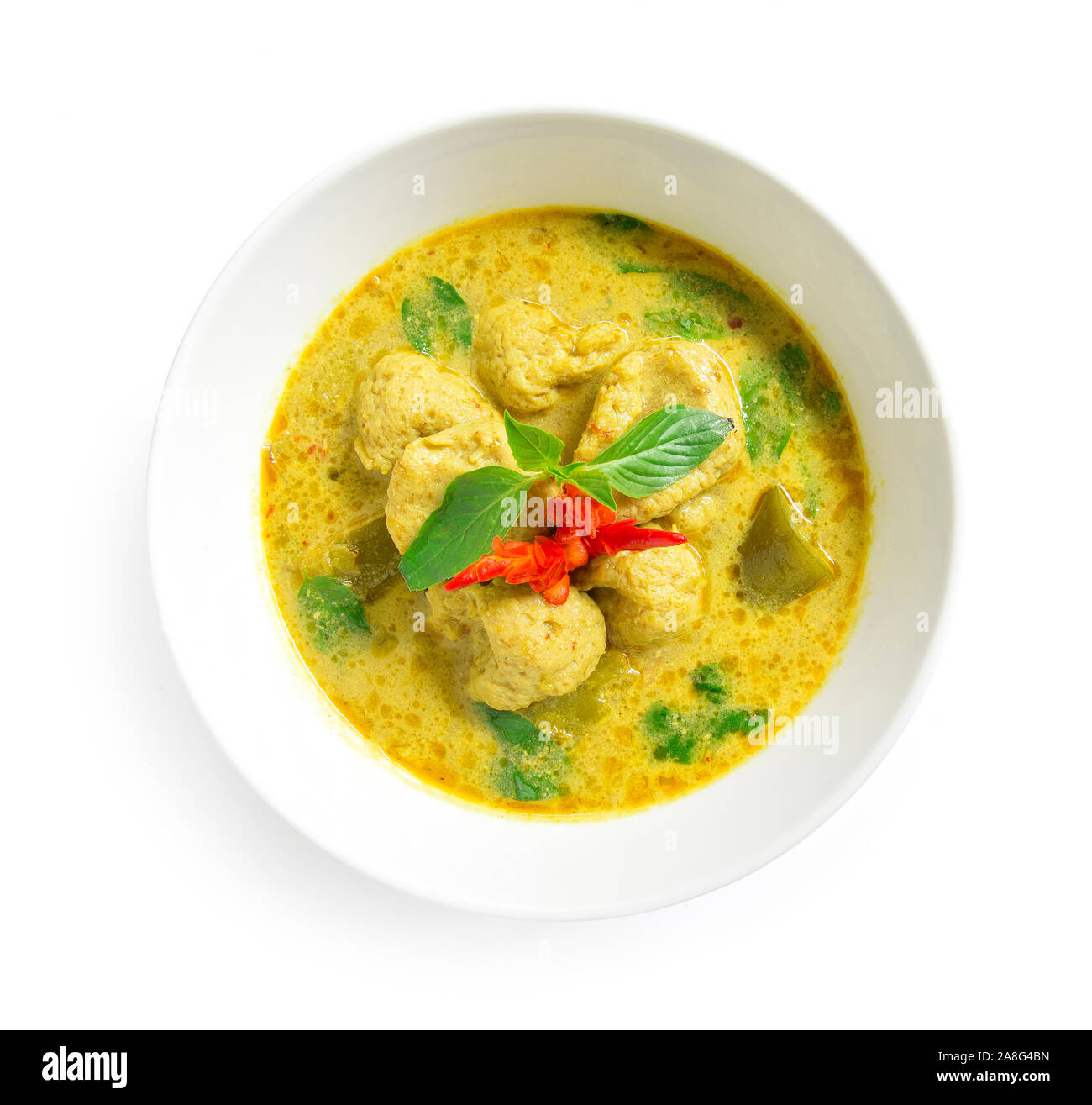 Green Curry with fish ball in sweet chili paste soup coconut milk Thai