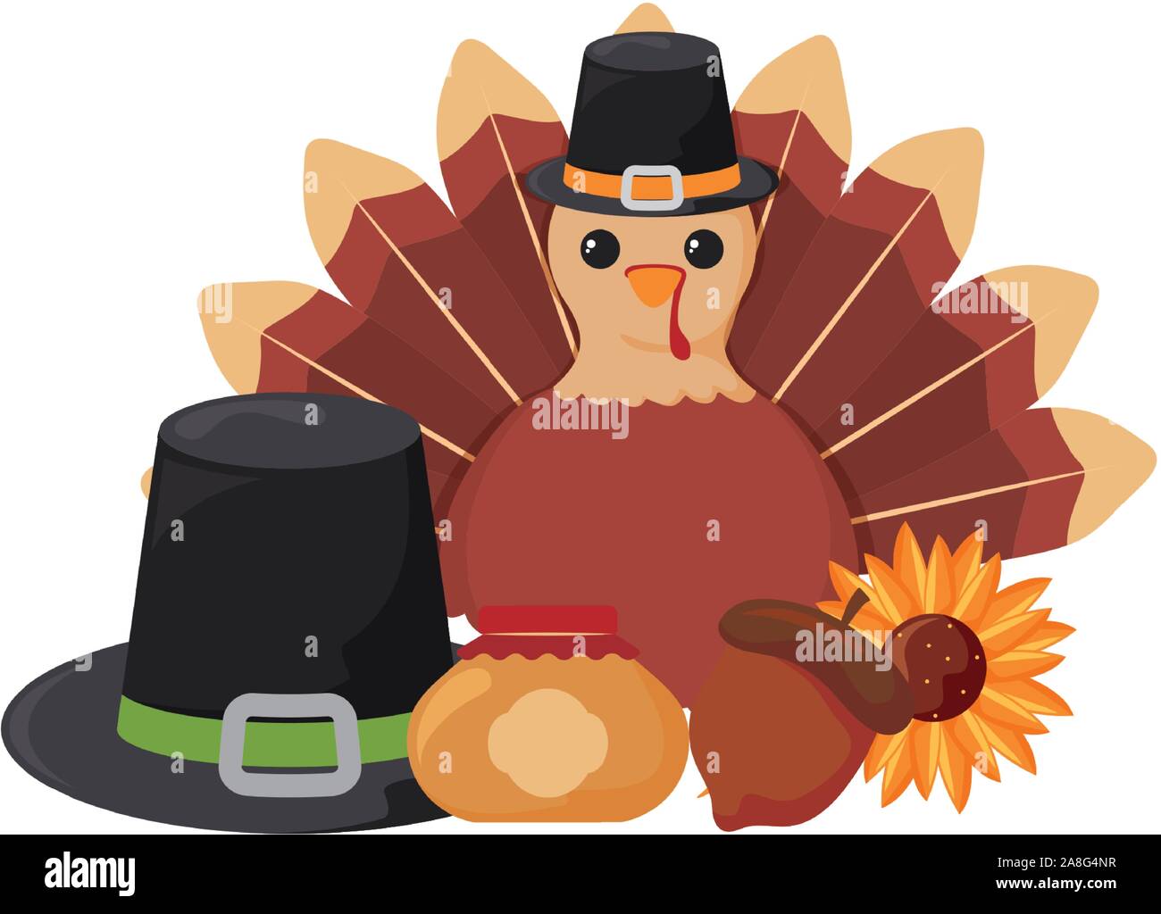 set of icons thanksgiving on white background vector illustration ...