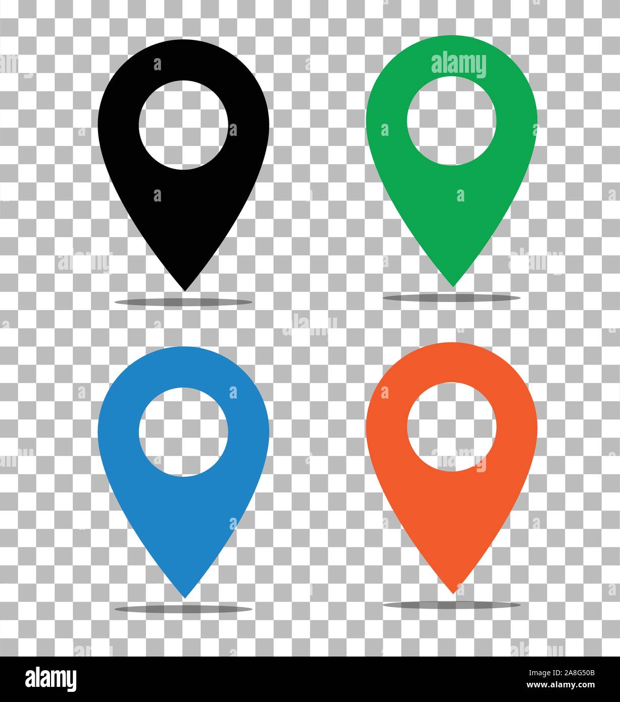 Location Pin Icon On Transparent Pin On The Map Sign Flat Style Black Green Blue And Orange Location Pin Symbol Map Pointer Symbol Map Pin Sign Stock Vector Image Art