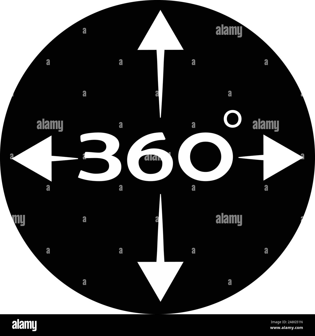 angle 360 degree icon on white background. 360 degree view sign. flat style. rotation of 360 gradusav. Stock Vector