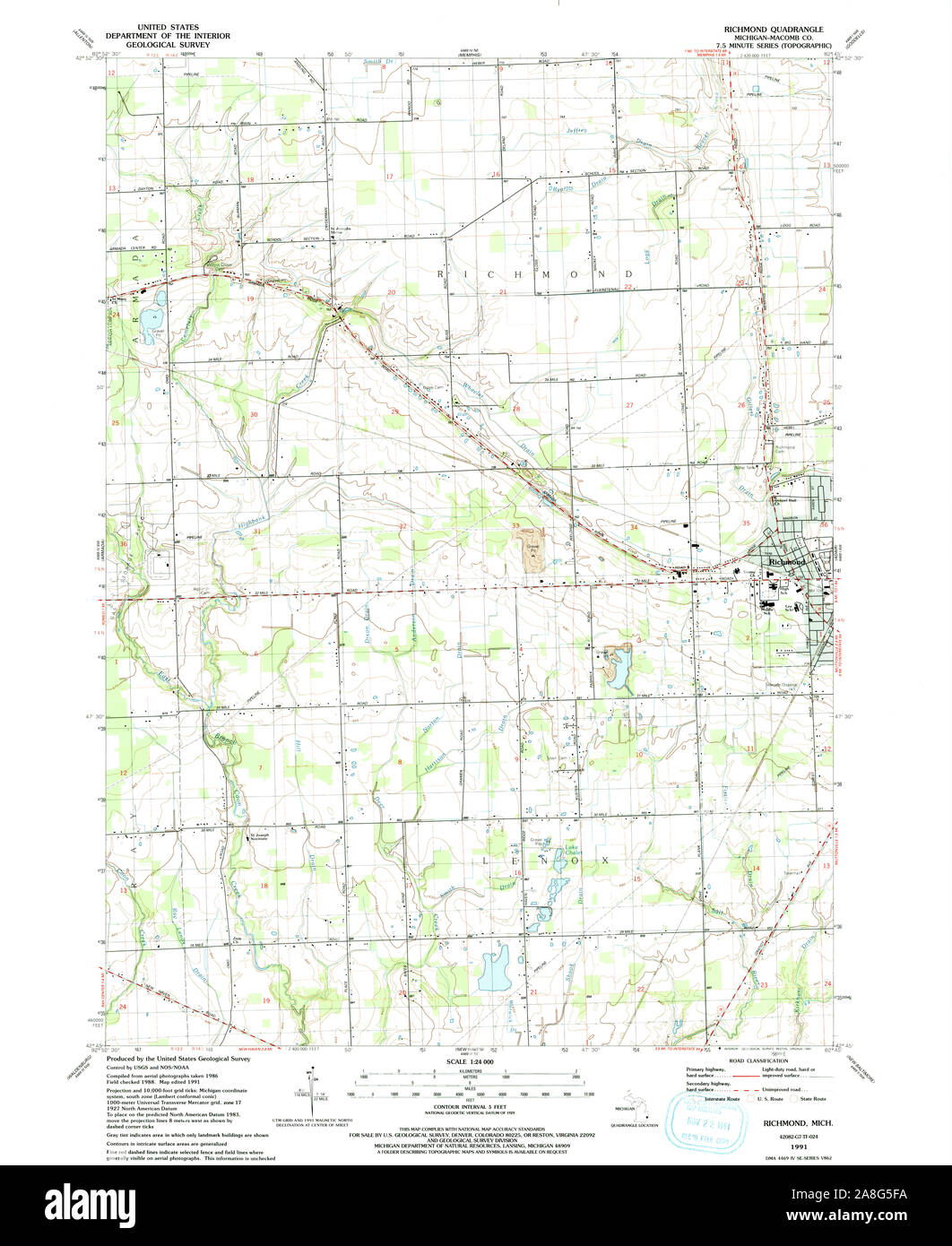 Map of richmond michigan Cut Out Stock Images & Pictures - Alamy