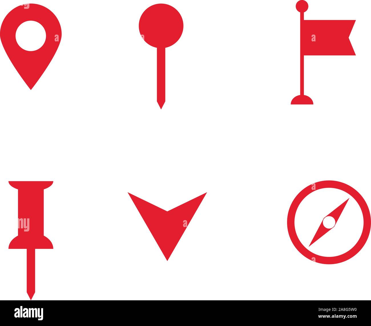 set of map pointer icon on white background. flat style. navigation ...