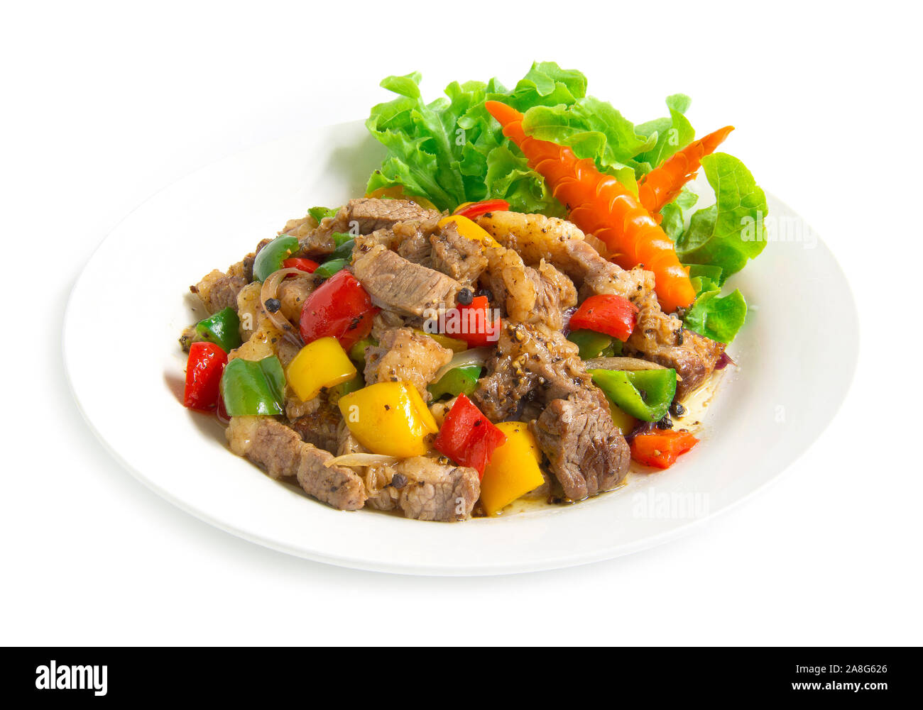 Stir Fried Beef with Black pepper and bell peppers,oyster sauce spicy