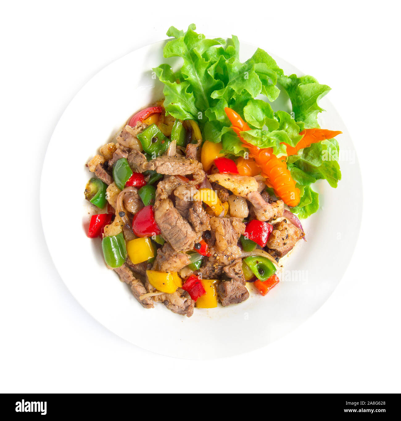 Stir Fried Beef with Black pepper and bell peppers,oyster sauce spicy