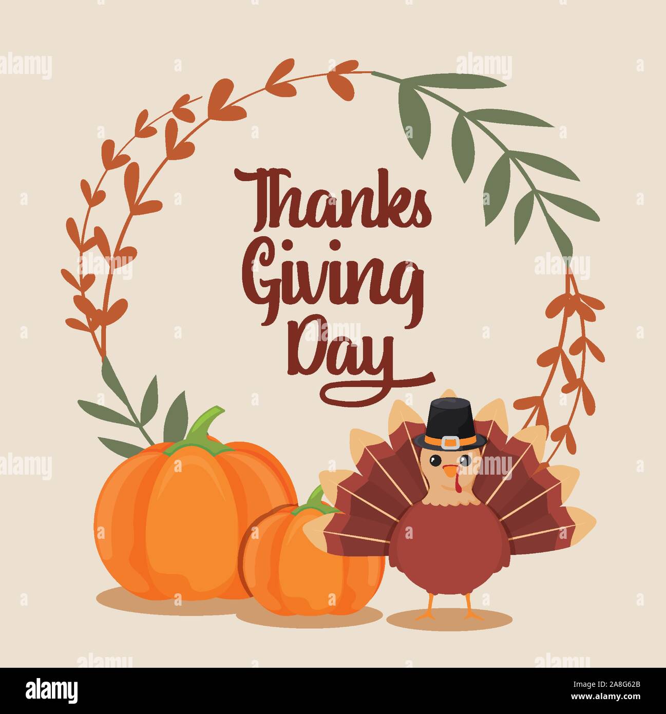card with label happy thanksgiving and autumn leaves vector ...