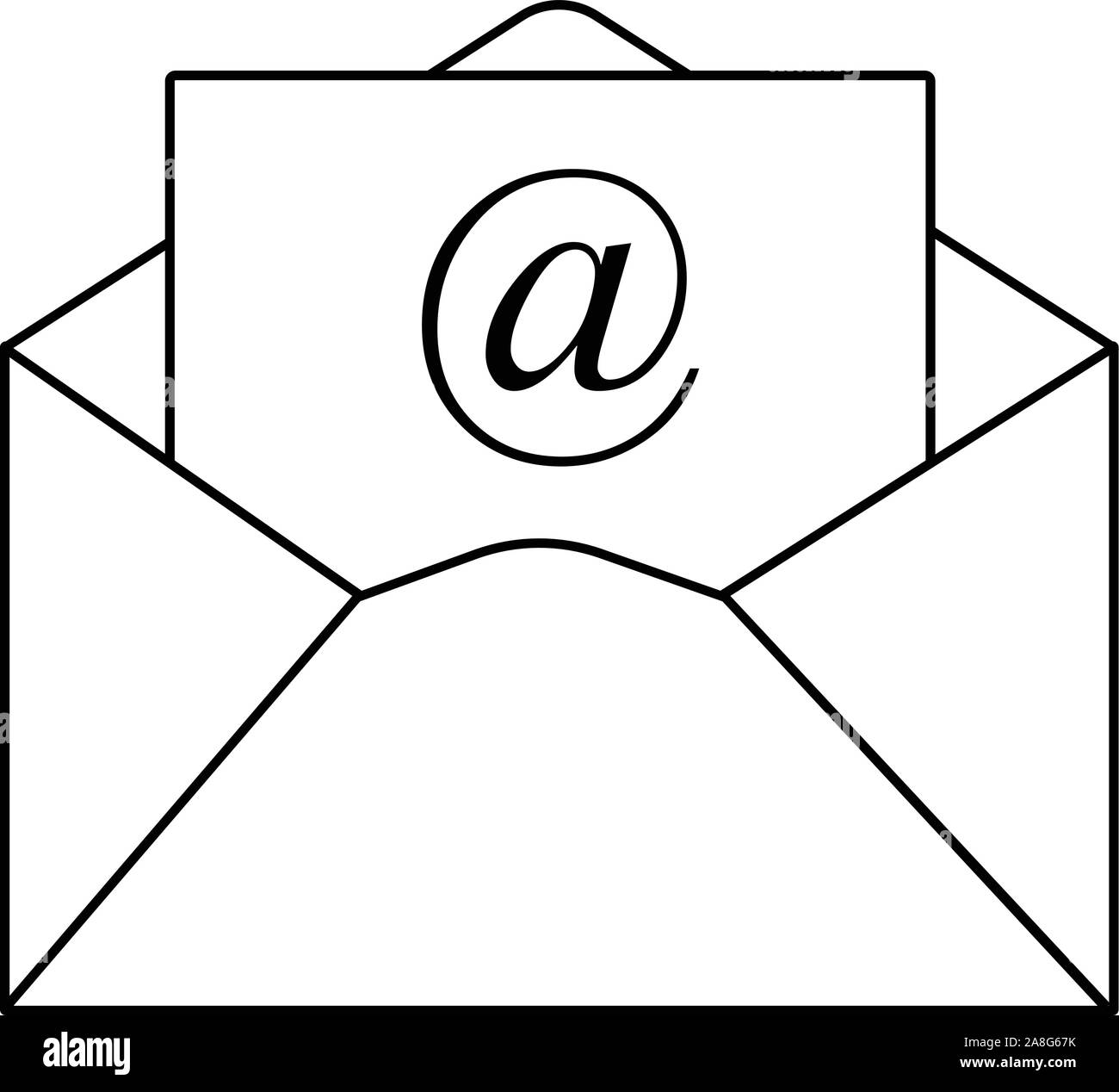 Outline email icon in trendy flat style on white background. Outline