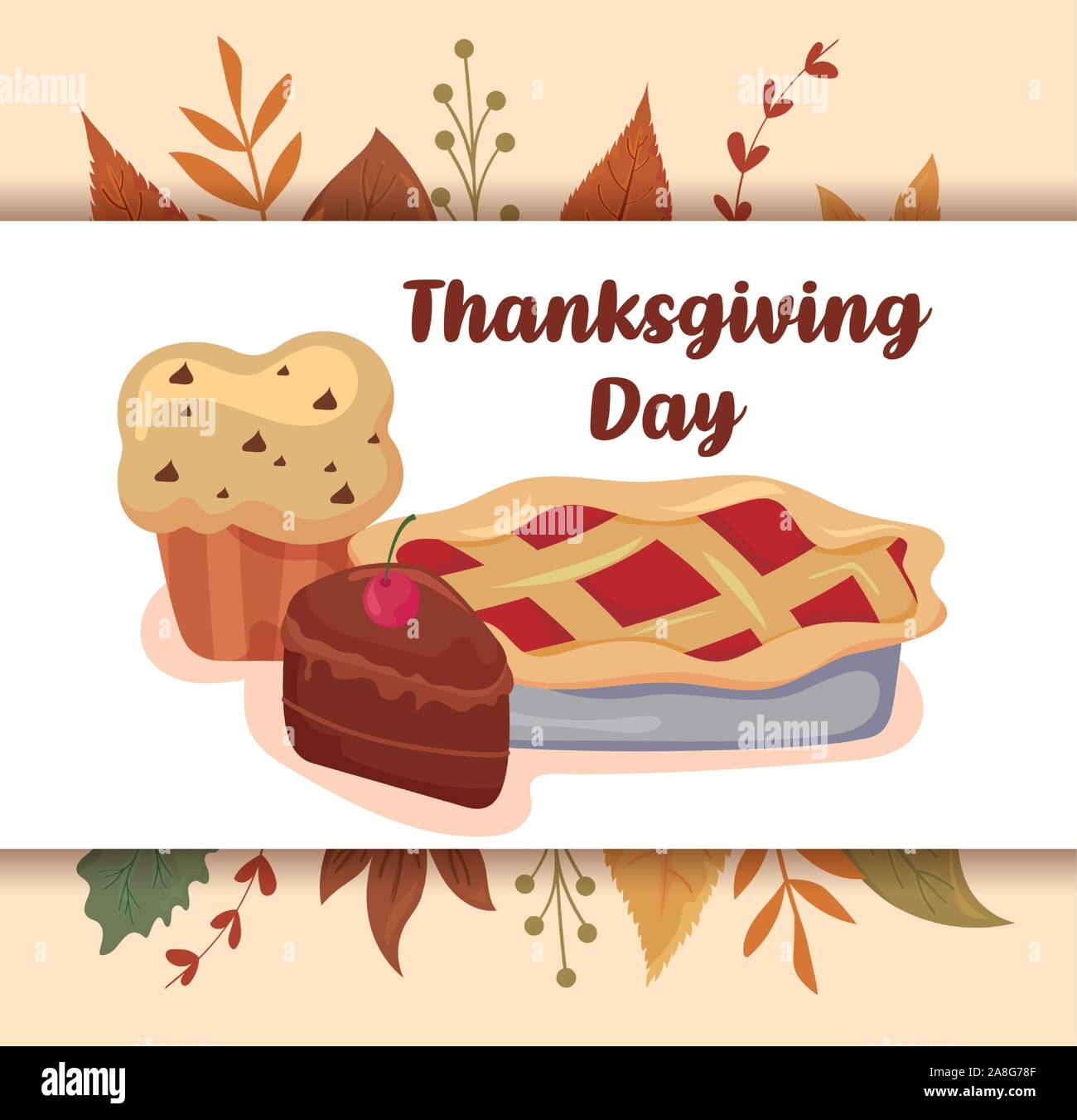 card with label thanksgiving day and food vector illustration design ...