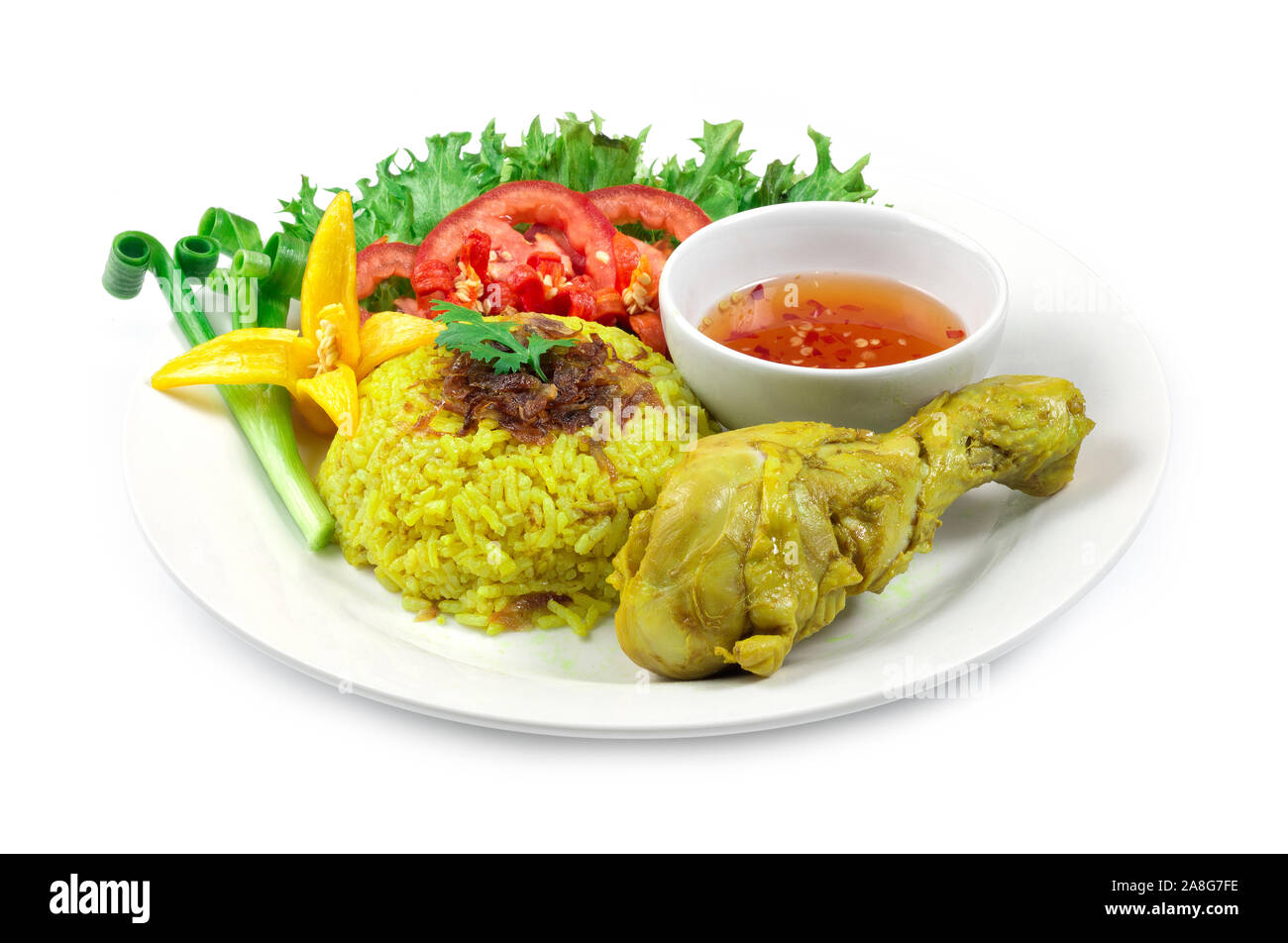 Chicken Biryani Rice Curry with coconut milk Muslim yellow curry style