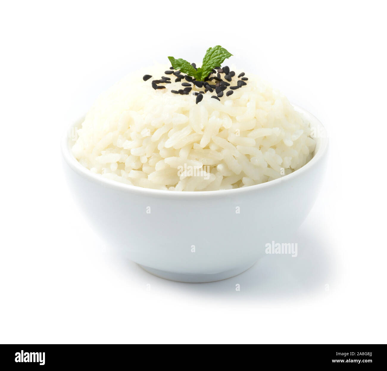 Rice in Bowl Good Cooked a famous in Thailand or people of the world serving for meal side view Stock Photo