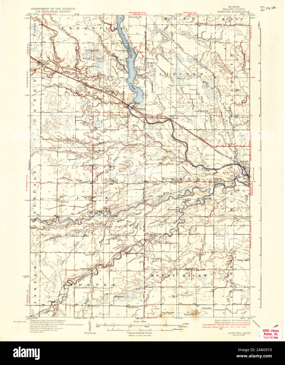 Map of sanford michigan hires stock photography and images Alamy
