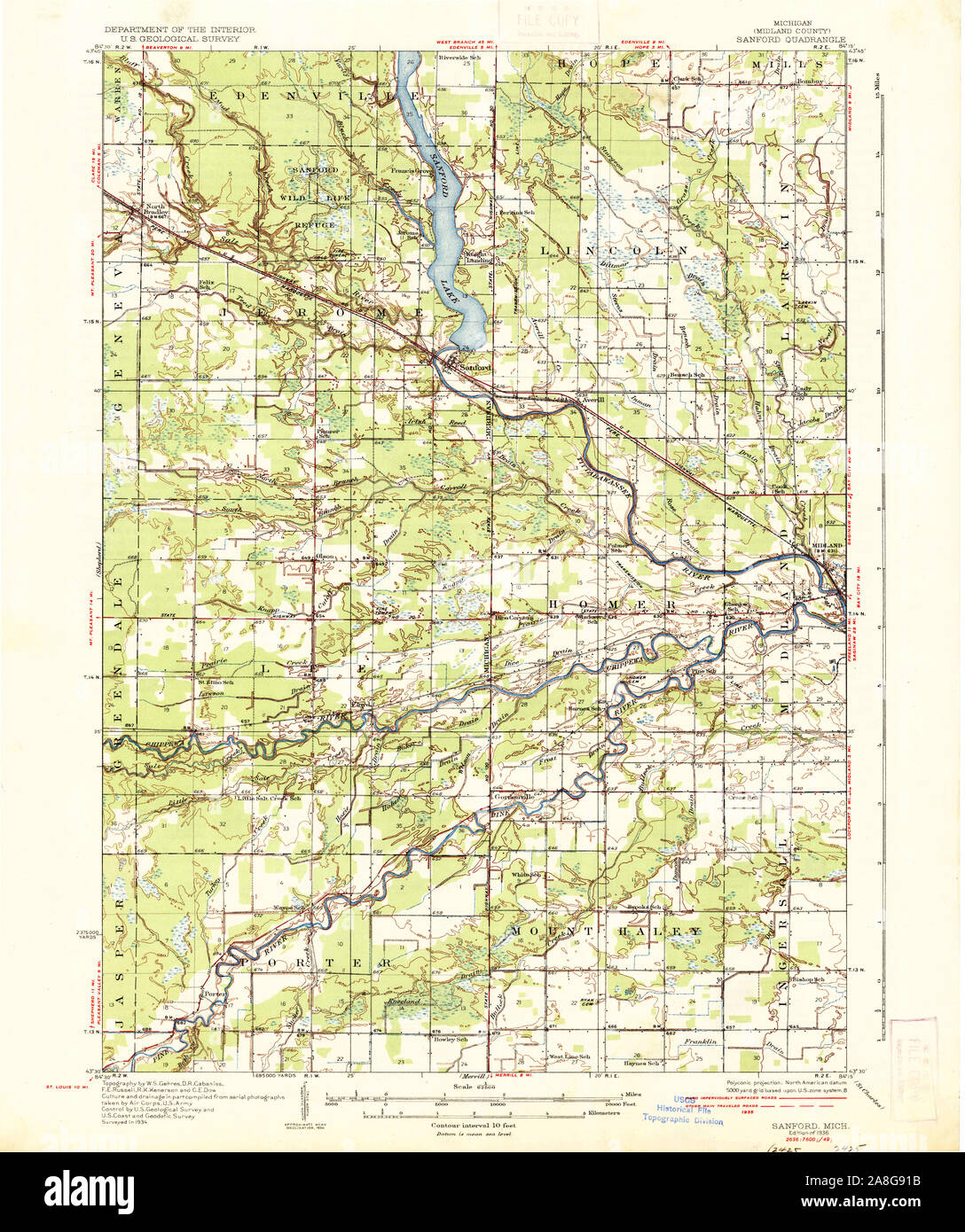 Sanford michigan map hires stock photography and images Alamy