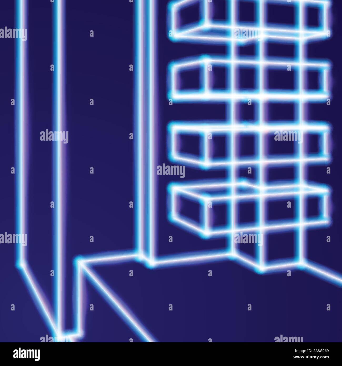 Bright neon lines abstract background with retro computer technology ...