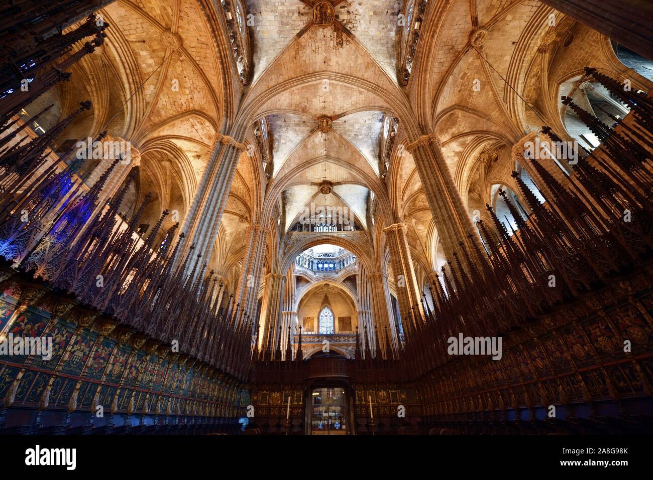 Basilica of Santa Maria del Mar closeup in Barcelona Spain Stock Photo ...
