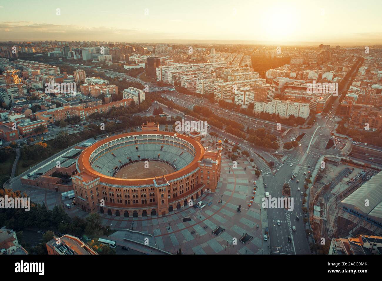 Madrid Plaza de Toros de Las Ventas (Las Ventas Bullring) aerial view with  historical buildings in Spain Stock Photo - Alamy