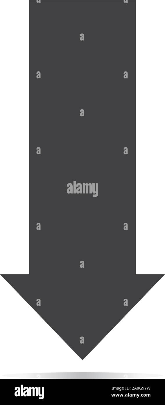 arrow down with shadow icon on white background. flat style. arrow down ...