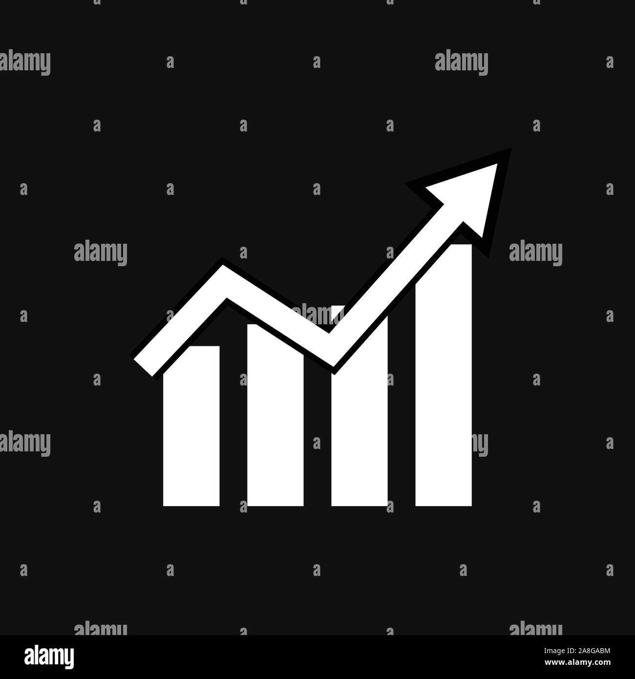 graph icon on black background. flat style. line chart icon for your