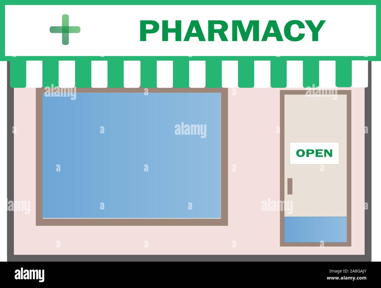 pharmacy shop icon on white background. flat style. Drugstore building icon for your web site design, logo, app, UI. pharmacy building symbol. pharmac Stock Vector