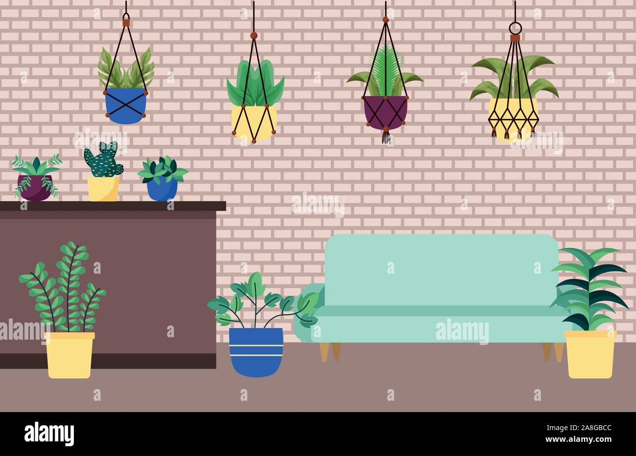 Isolated houseplants inside pots vector design Stock Vector Image & Art ...