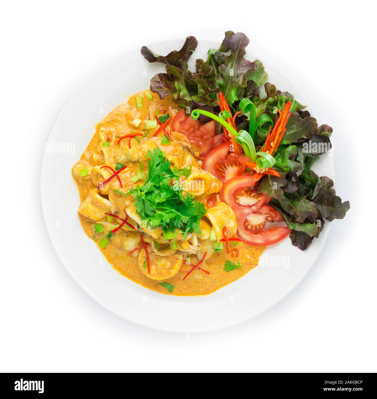 Stir Fried Squid With Salt Egg Yolks Sauce Thai Food Fusion Style