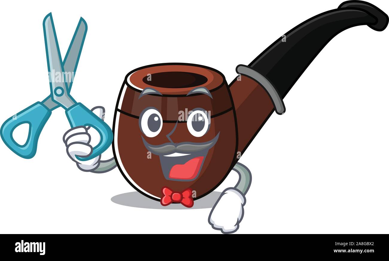 Funny smoke pipe in barber cartoon character Stock Vector Image & Art