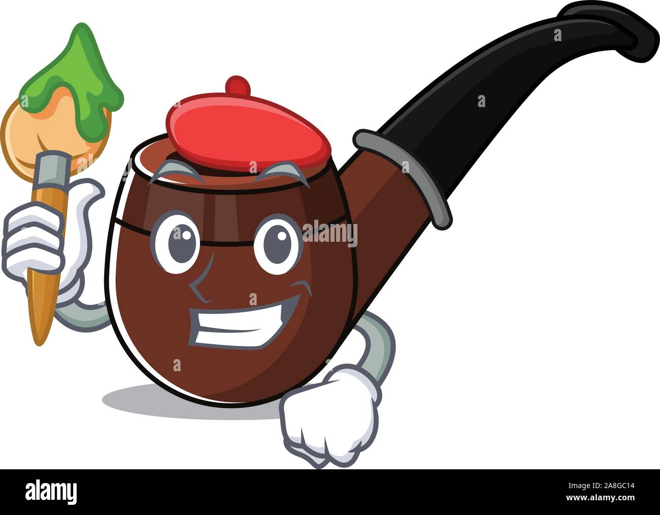 Funny smoke pipe in painter cartoon character Stock Vector Image & Art