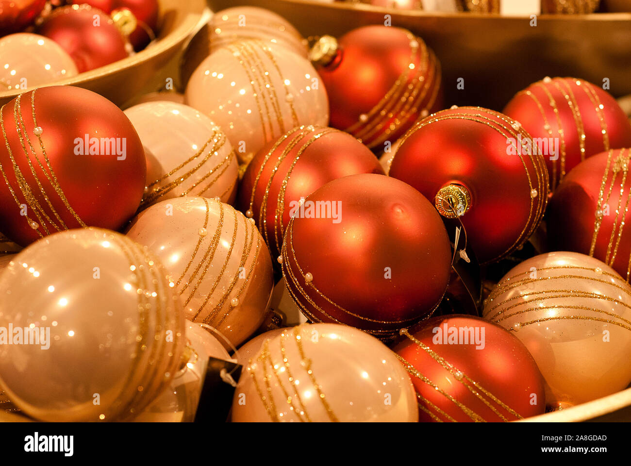 Christmas Decoration Ball Red And Gold Color Of Christmas Balls