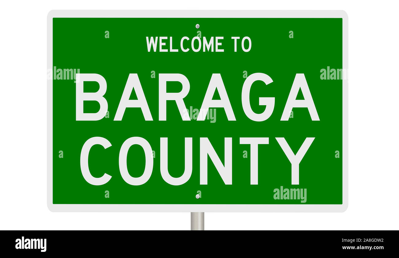 Rendering of a green 3d highway sign for Baraga County Stock Photo Alamy