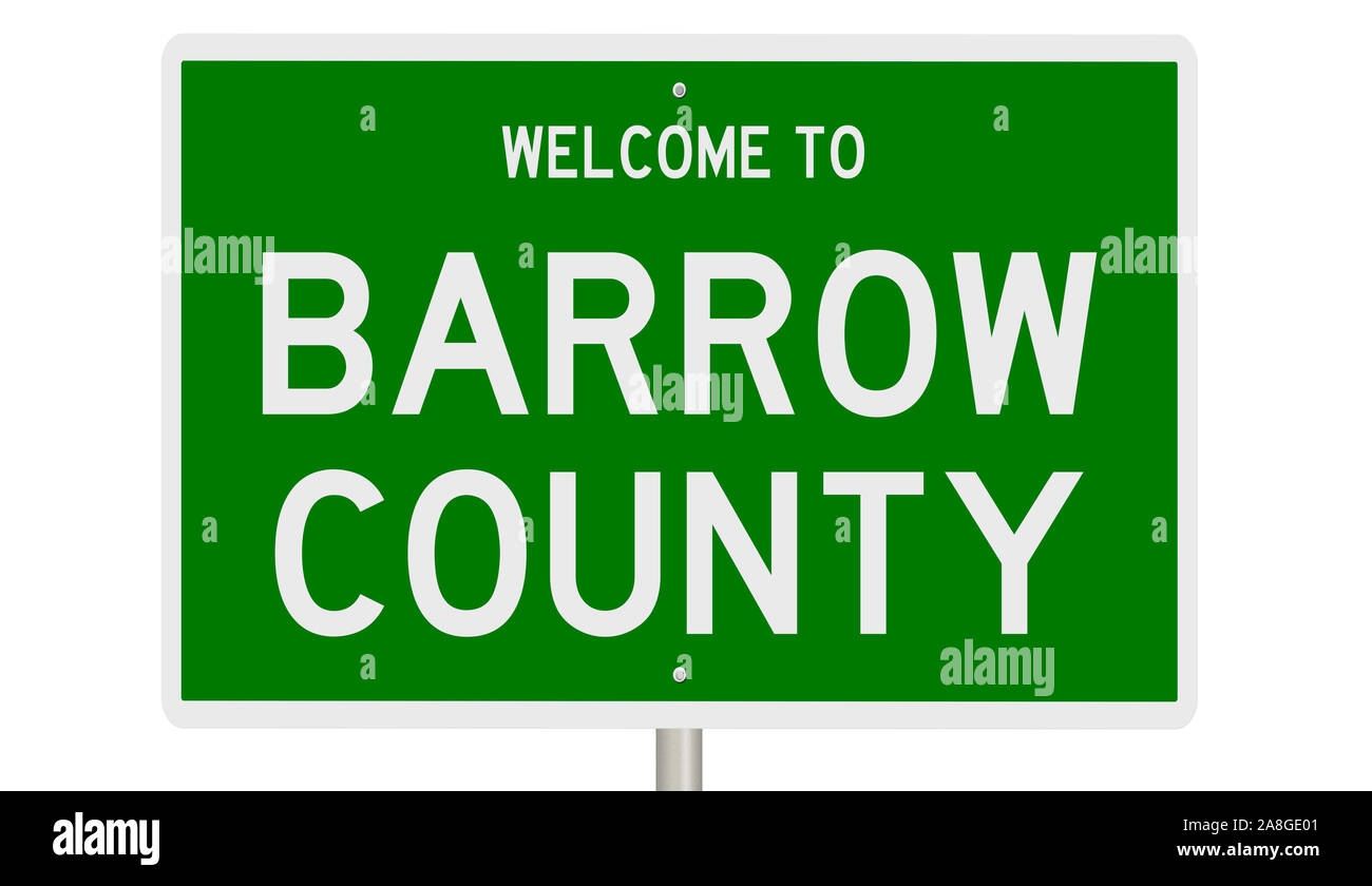 Rendering of a green 3d highway sign for Barrow County Stock Photo Alamy