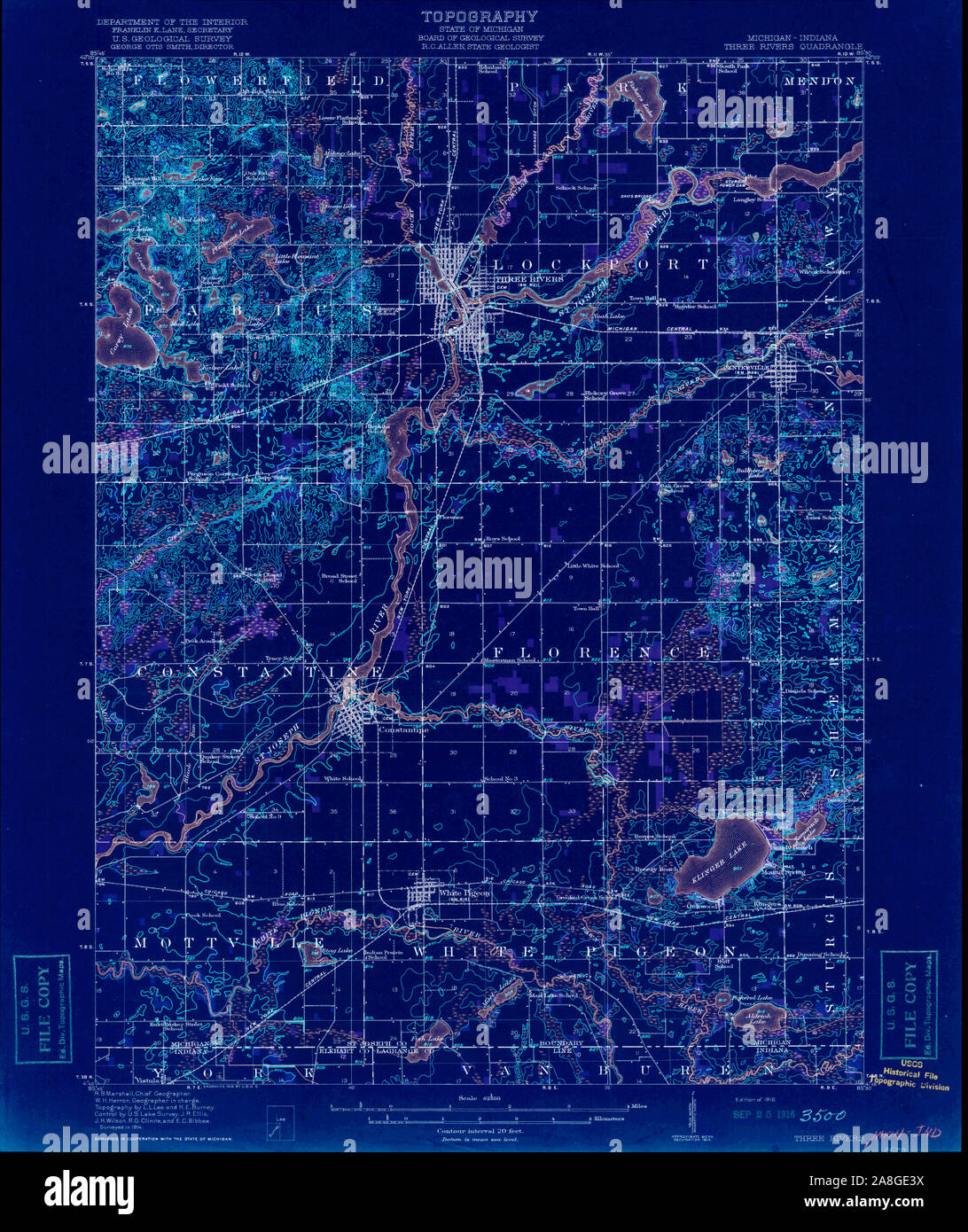 3 Rivers Logging Maps Three rivers michigan map hi-res stock photography and images - Alamy