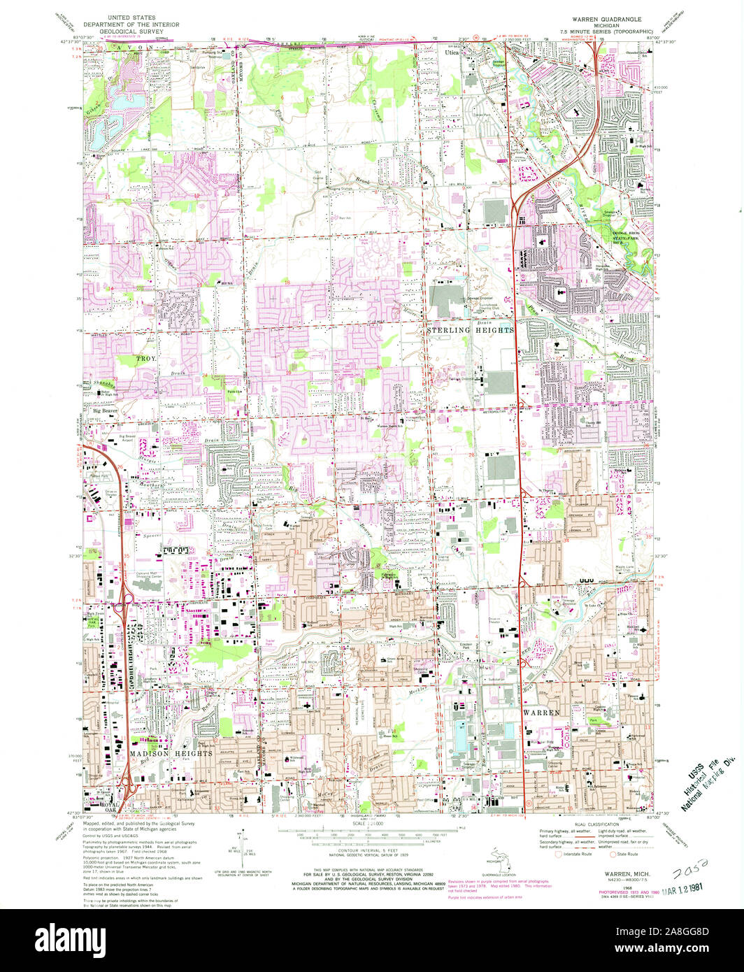 Map of warren michigan hires stock photography and images Alamy