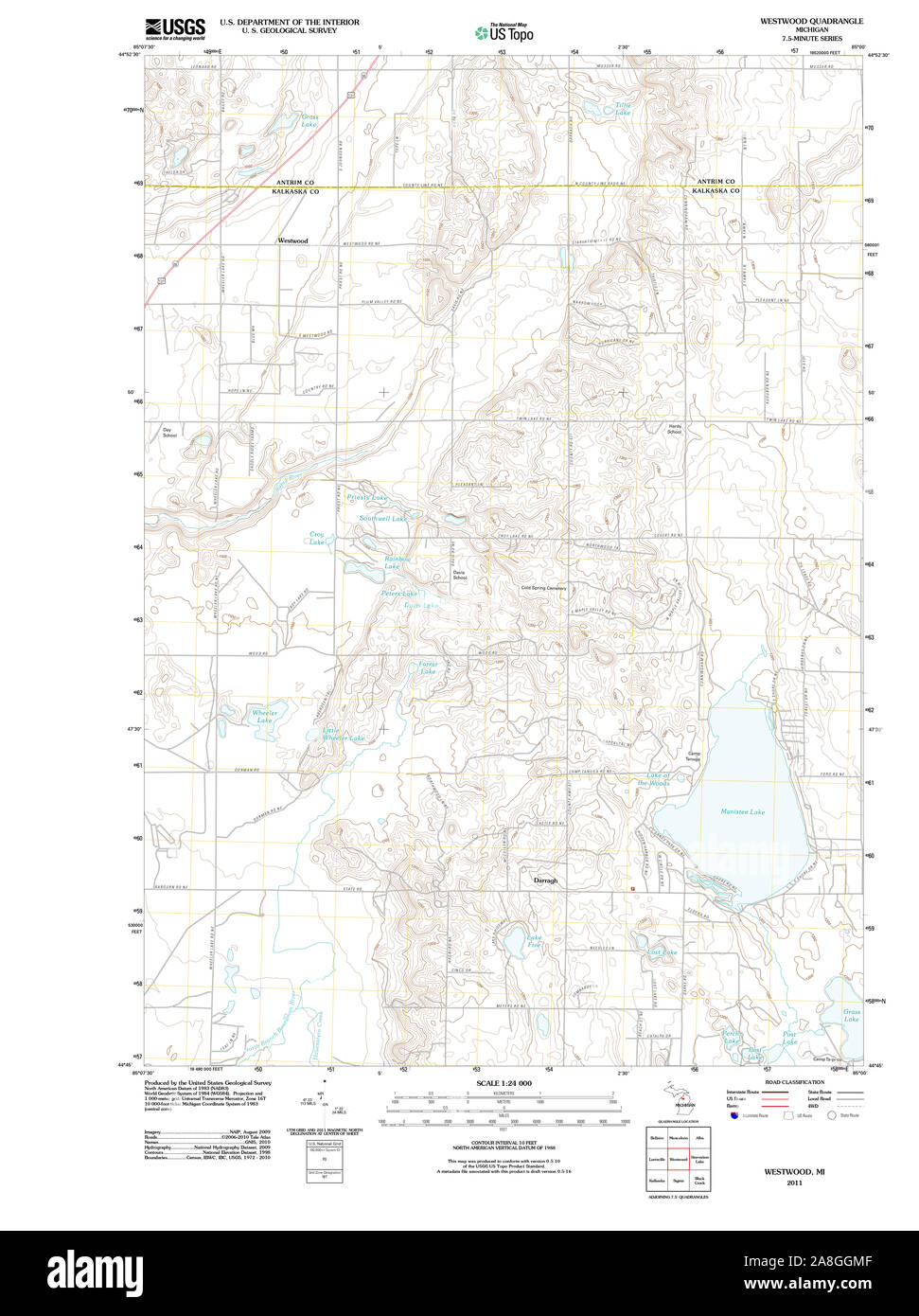 USGS TOPO Map Michigan MI Westwood 20110927 TM Stock Photo Alamy